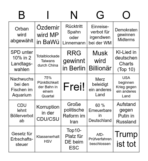 Bingo 2026 Bingo Card