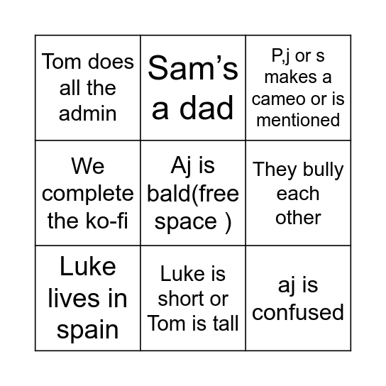 Sfth react from the hip Bingo Card