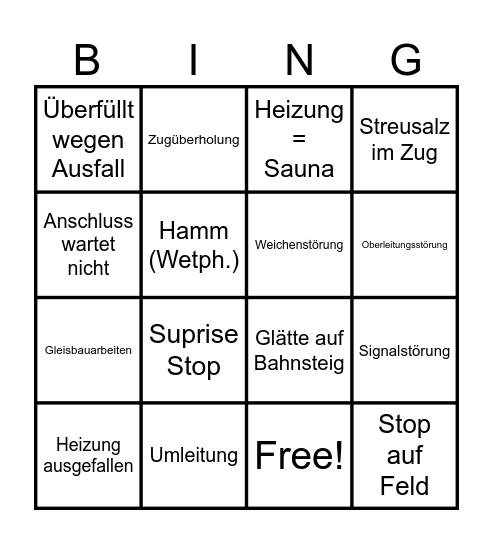 DB Bonn Bingo Card