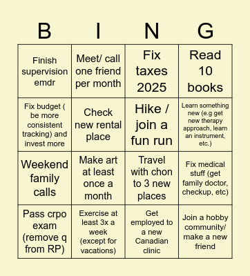 Yra’s 2026 Bingo Card