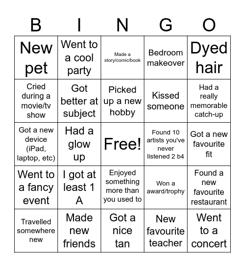Basic 2026 Bingo Card