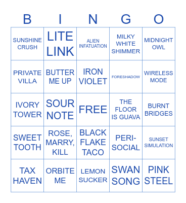 Holo Taco Retired Bingo Card