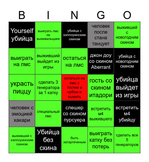 Forsaken Rus Bingo Card
