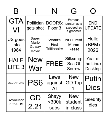 2026 Bingo Card