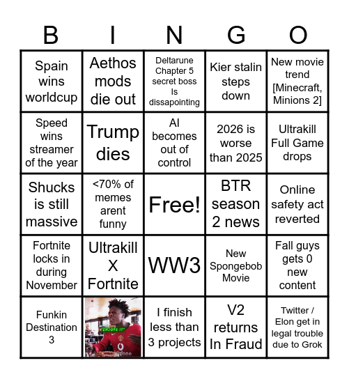 2026 BINGO LIST Bingo Card