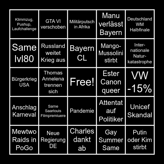 2026 Bingo Card