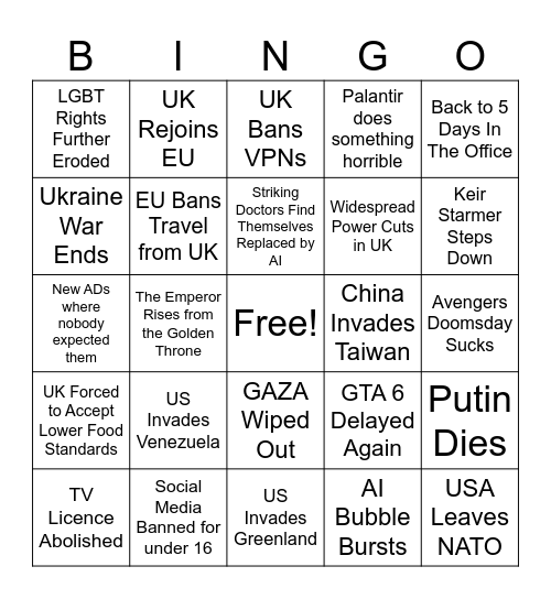 2026 Bingo Card