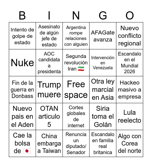 Bingo @Santillei 2026 Bingo Card