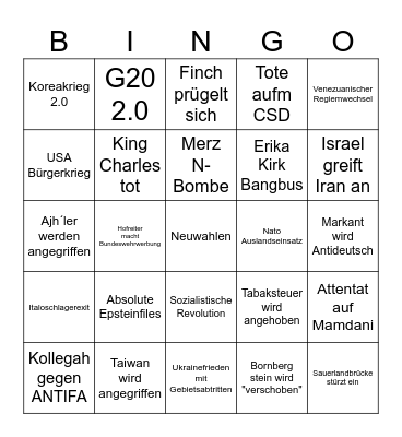 2026 Bingo Card