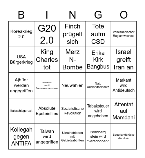 2026 Bingo Card