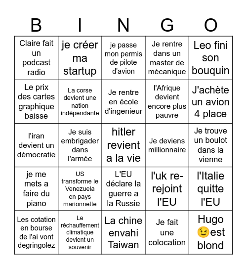 Le second Yalta Bingo Card
