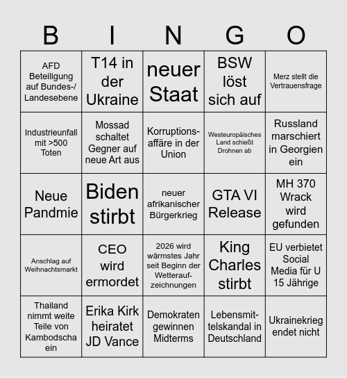 2026 Bingo Card