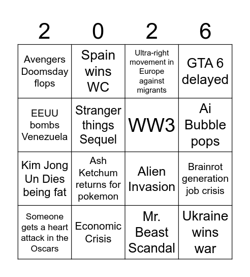 New Years Bingo Card