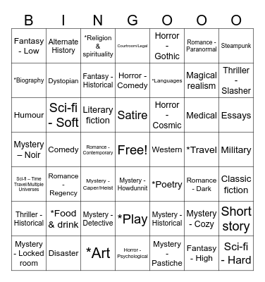 Book Bingo Card