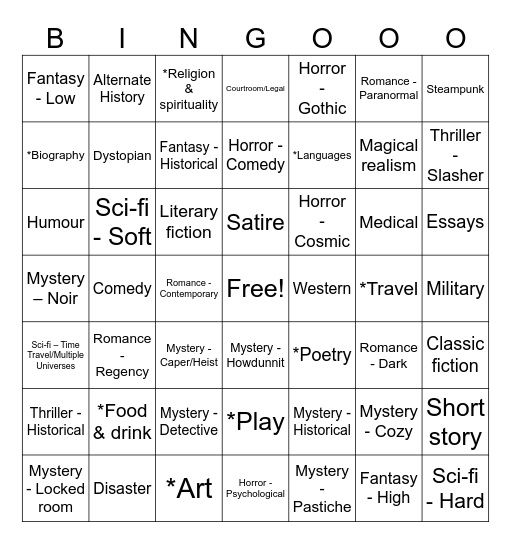 Book Bingo Card