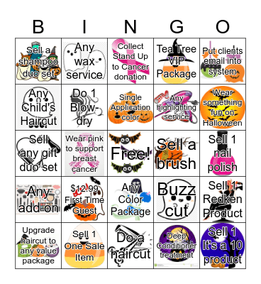 Hair Halloween Bingo Card