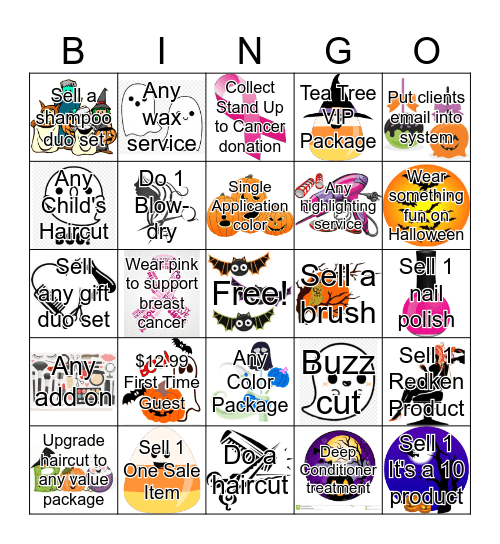 Hair Halloween Bingo Card
