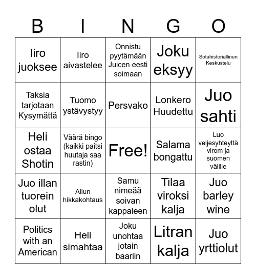 Neissöni Goes Viru Bingo Card