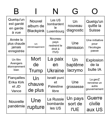 Bingo Bajocasses année 2026 Bingo Card