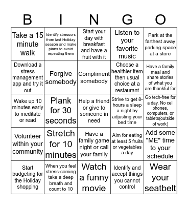 Wellness/Stress Bingo/February 2017 Bingo Card