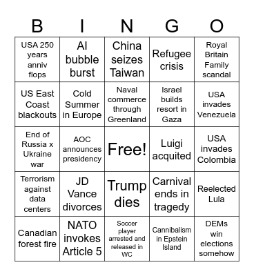 2026 BINGO Card