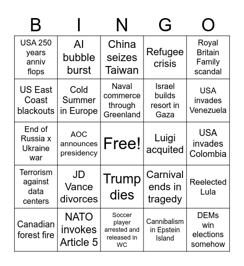 2026 BINGO Card