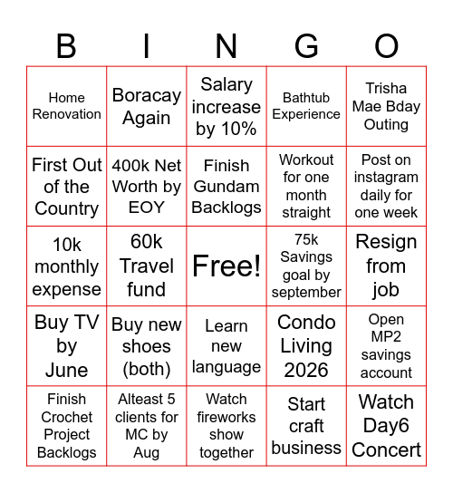 2026 TW Bingo Card Bingo Card