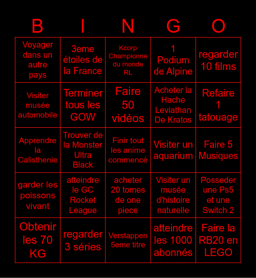 BINGO 2026 Bingo Card