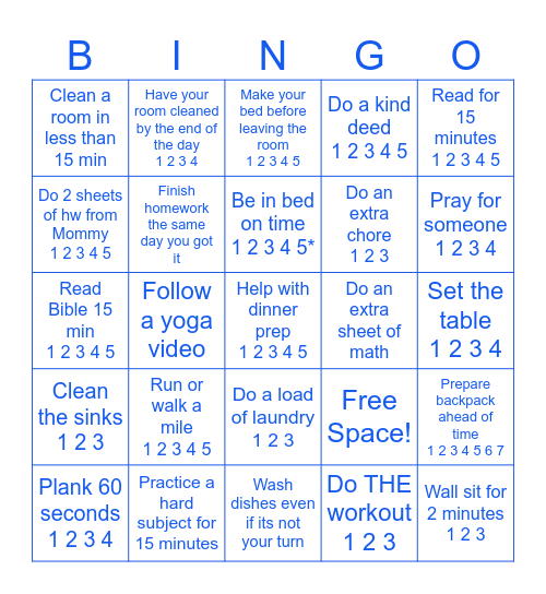 January         _____________ Bingo Card