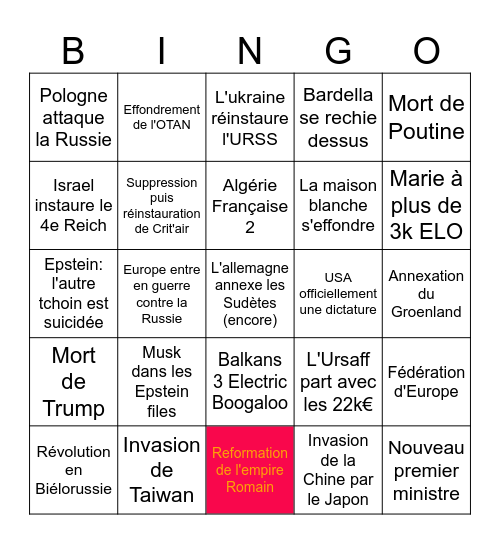 2026 Bingo Card