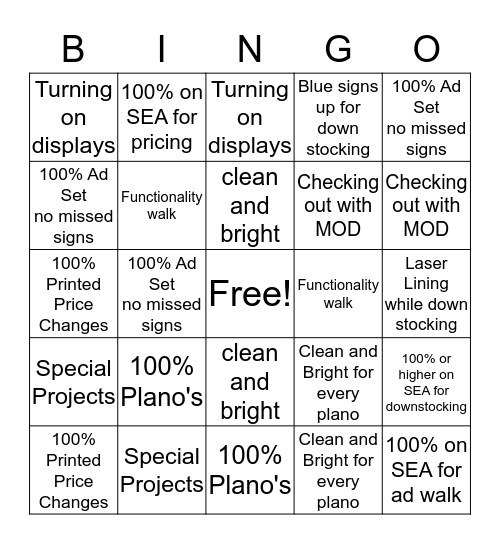 Back to the Basic's Bingo Card