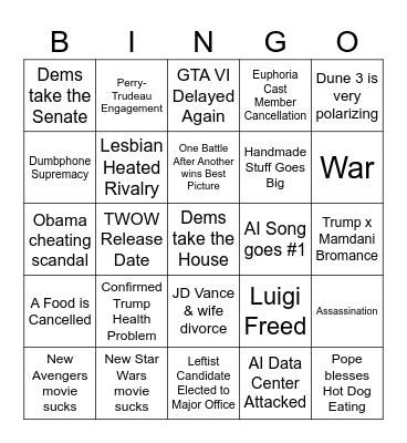 2026 Bingo Card