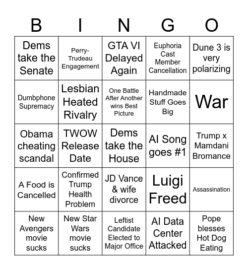 2026 Bingo Card