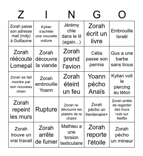 Bingo Pneux 2026 Bingo Card