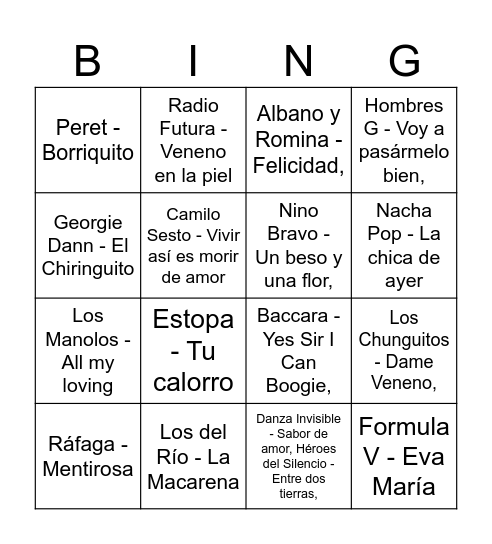 Bingo musical - St Vicenç Bingo Card
