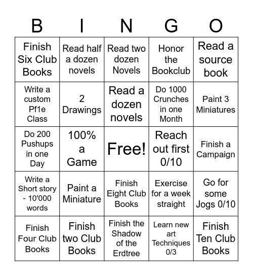 Resolution Bingo Card