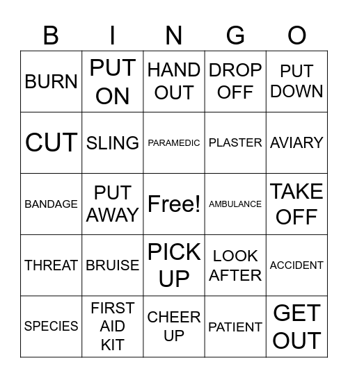 VOCABULARY Bingo Card
