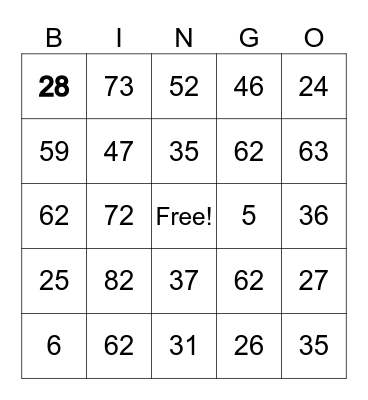 Happy New Year Bingo Card