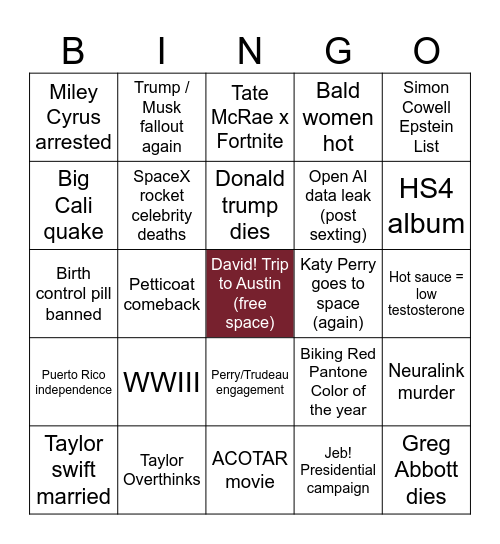2026 Bingo Card