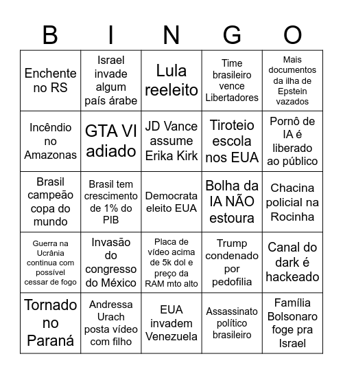 BINGO 2026 PDL Bingo Card