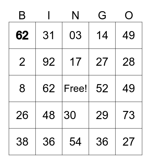 Happy New Year Bingo Card