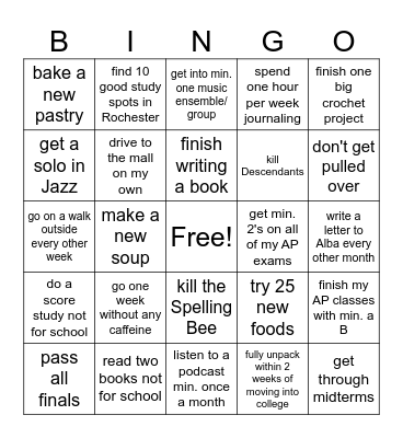 2026 Resolution BINGO Card
