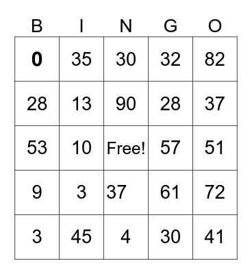 Happy New Year Bingo Card