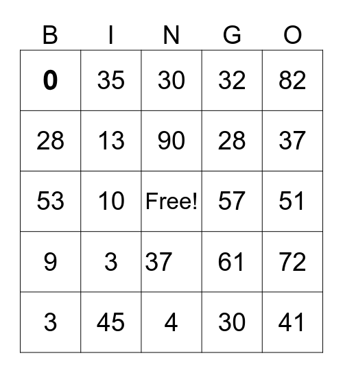 Happy New Year Bingo Card