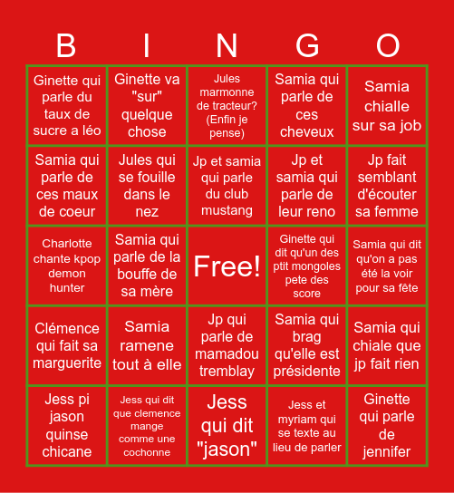 Party de Noël 3 janvier Bingo Card