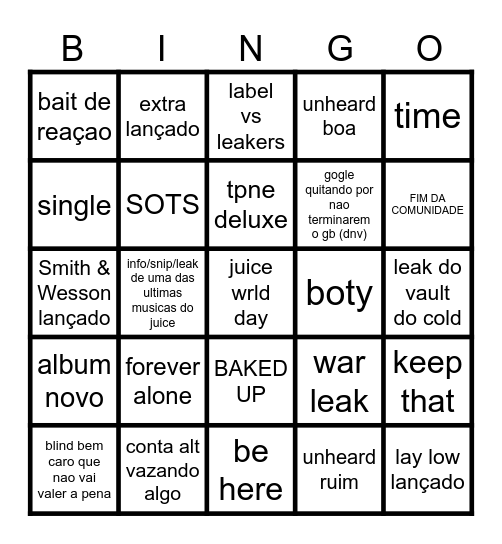 2026 Bingo Card