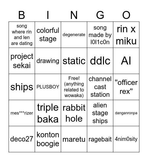 VOCALOID Bingo Card