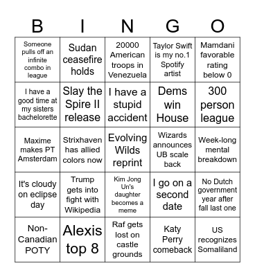 2026 Bingo Card Bingo Card
