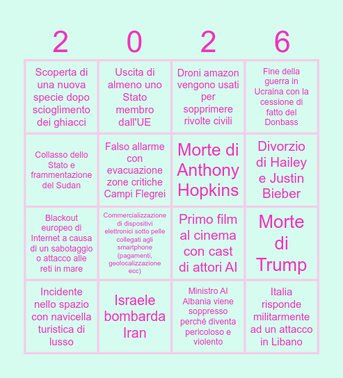 Bingo Ali Bingo Card