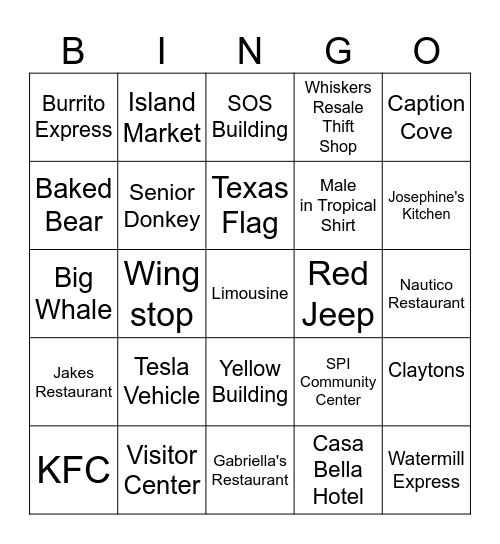 SPI Bingo Card